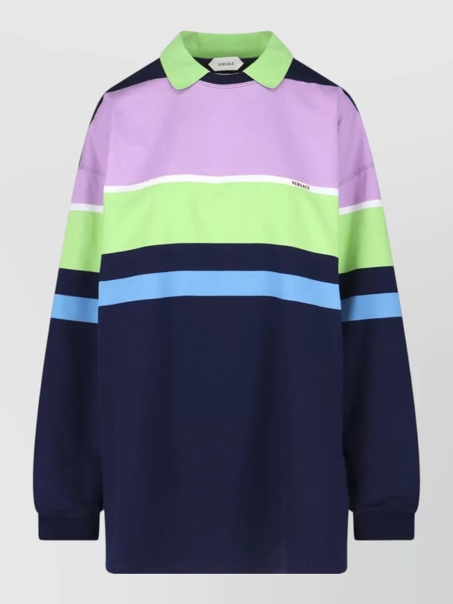 Versace Striped long-sleeve mini dress