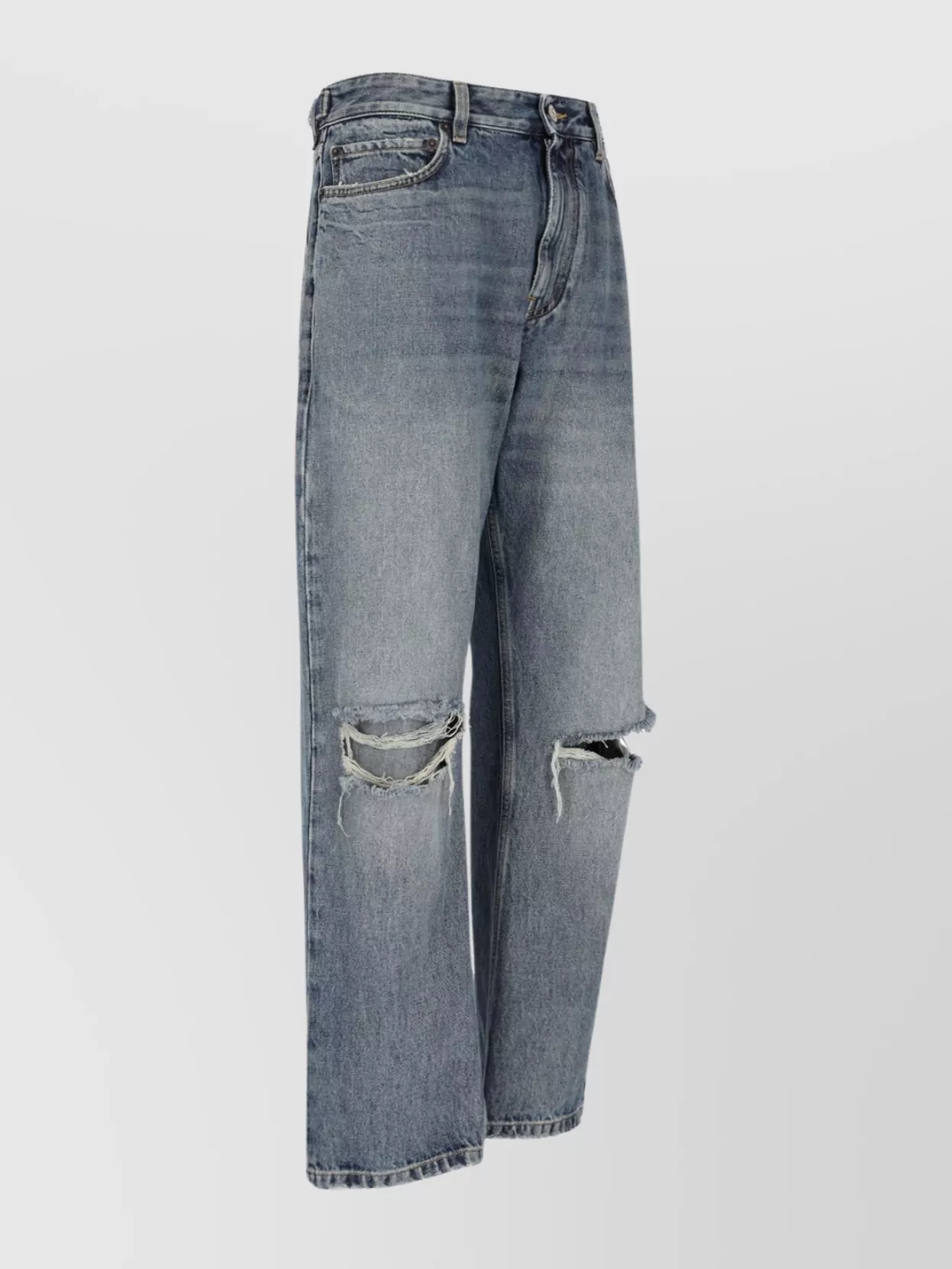 Balenciaga Straight Leg Trousers Distressed Detailing