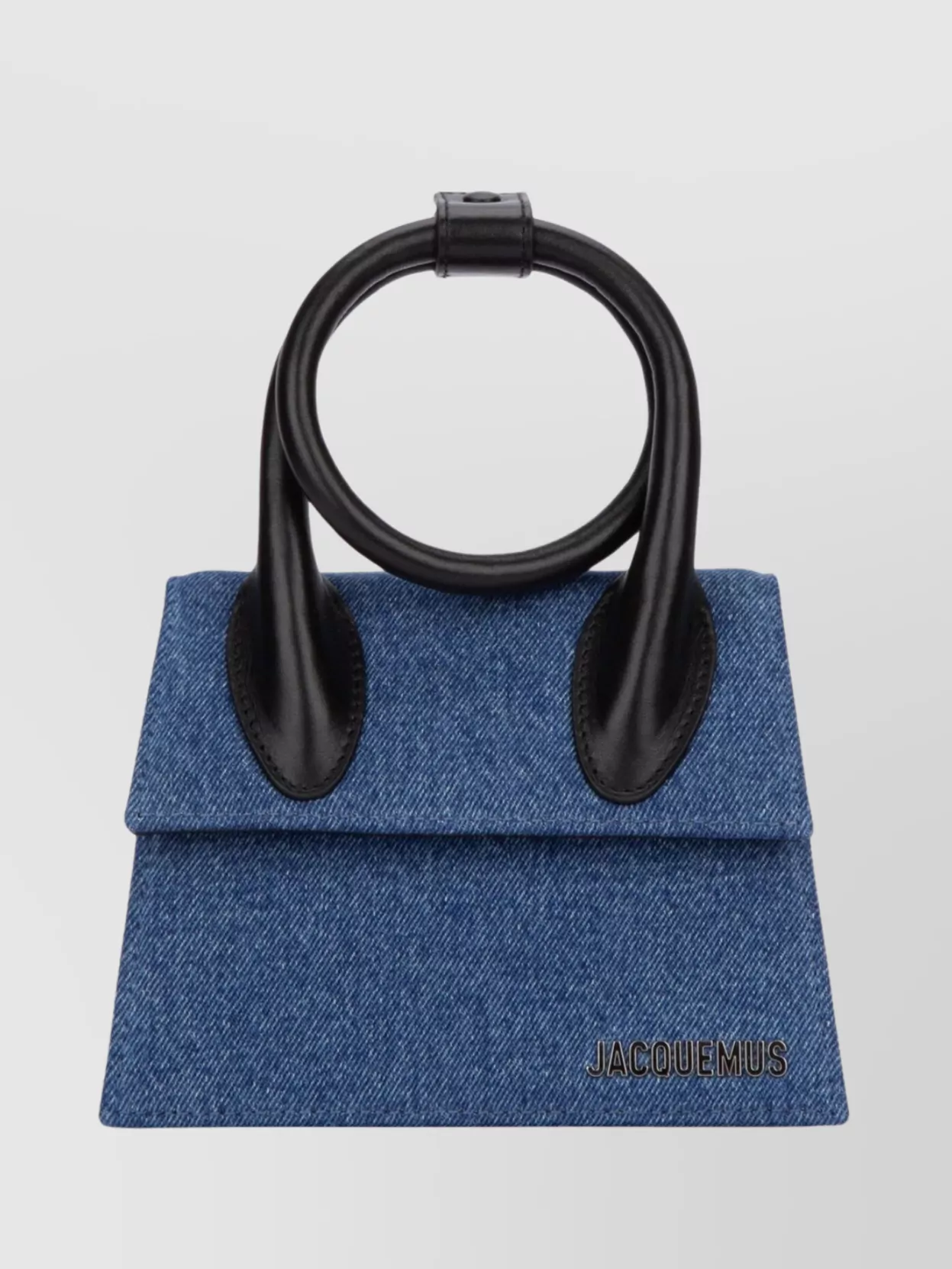 JACQUEMUS ROUND HANDLES CONTRAST STITCHING FOLDOVER TOP