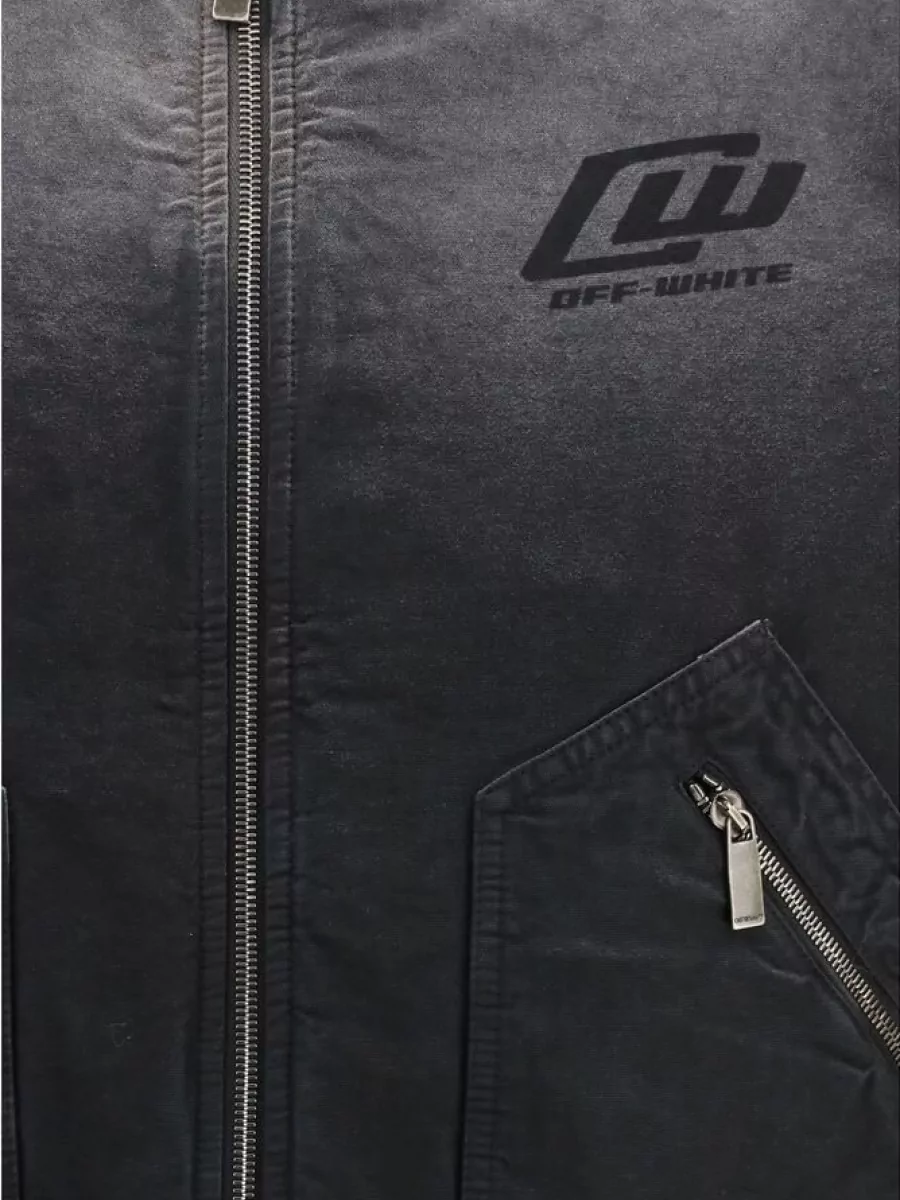Off-White Denim logo print bomber jacket