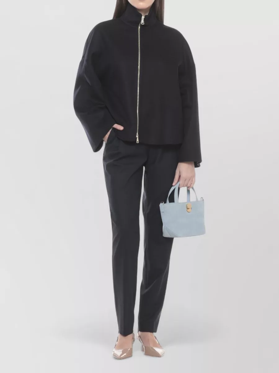 Fabiana Filippi Virgin Wool High Neck Long Sleeve Fitted Jacket