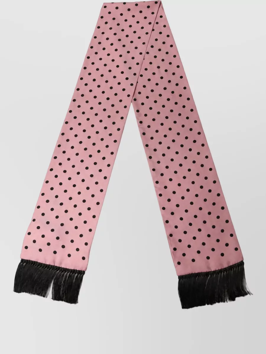 Dolce&Gabbana Silk Polka Dot Fringed Lace Scarf