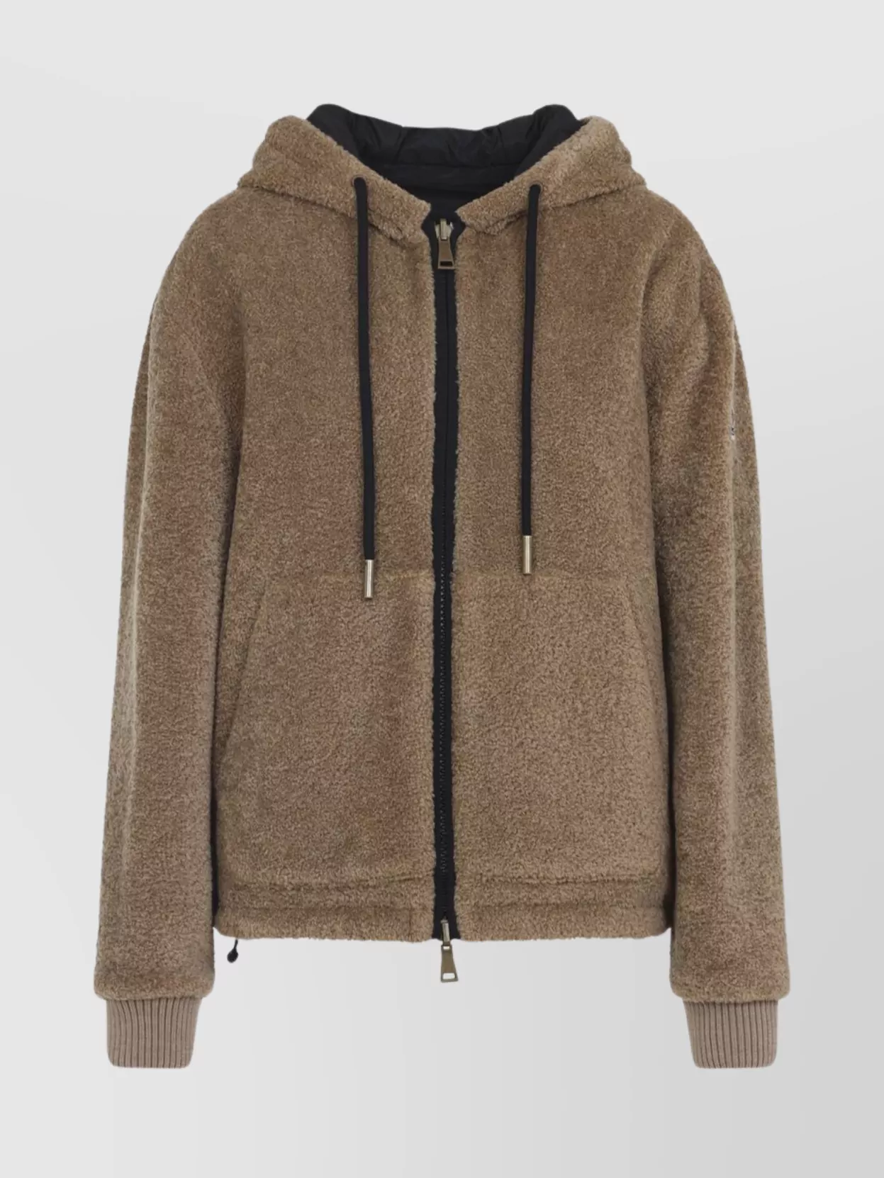 Moncler Reversible Hooded Cardigan Front Pockets In Brown
