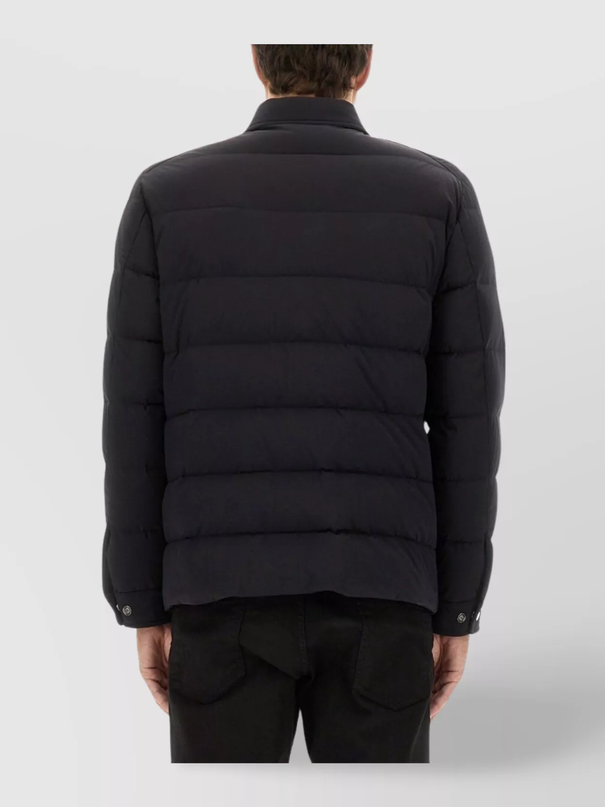 Moorer Overshirt With Quilted Design And Front Pockets In Black