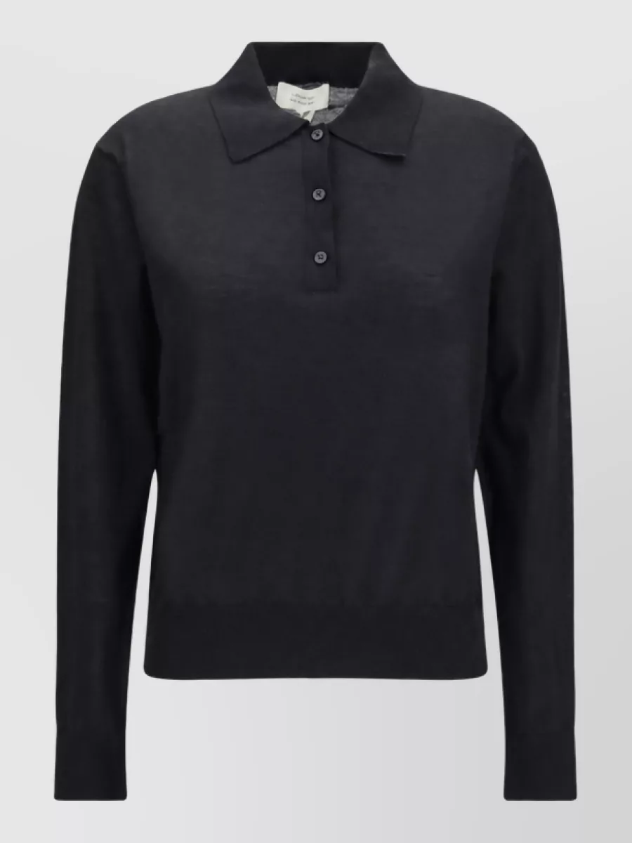 Loulou Studio cashmere fine-knit long-sleeve polo top