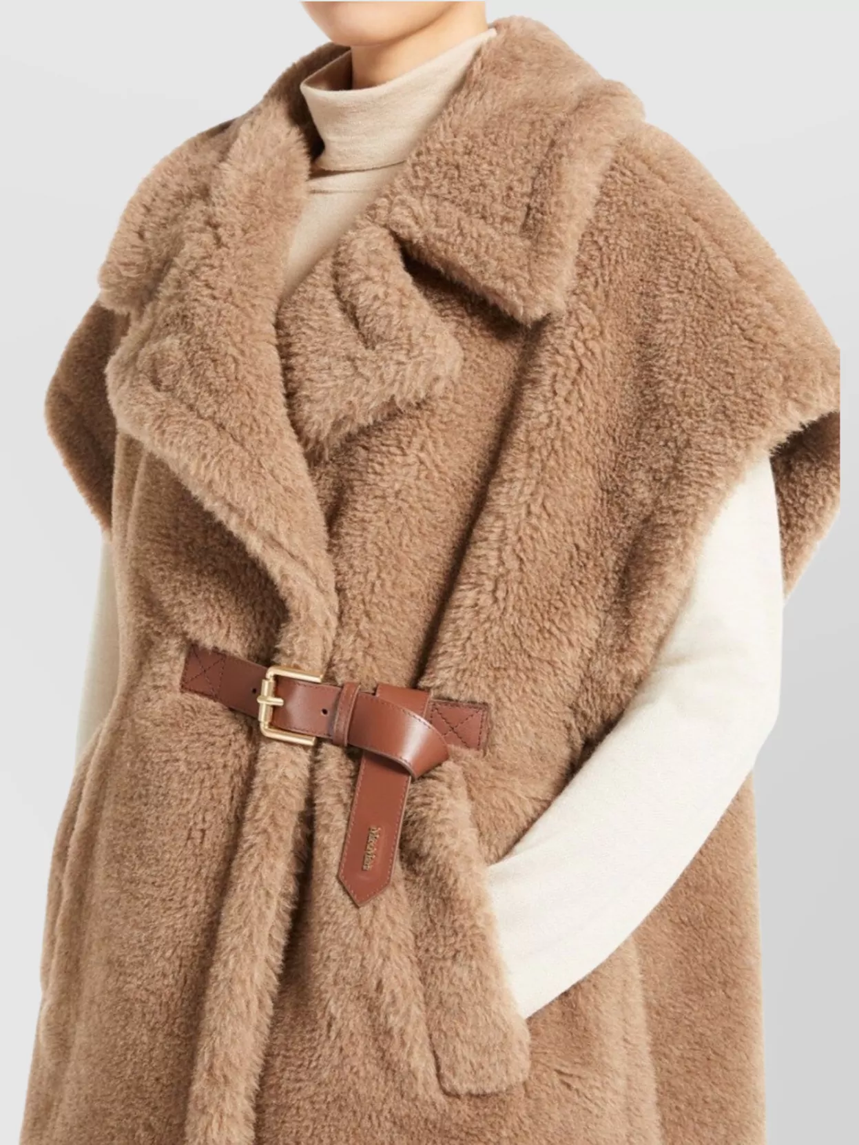 Max Mara Alpaca And Wool Silk Belted Jacket In Brown
