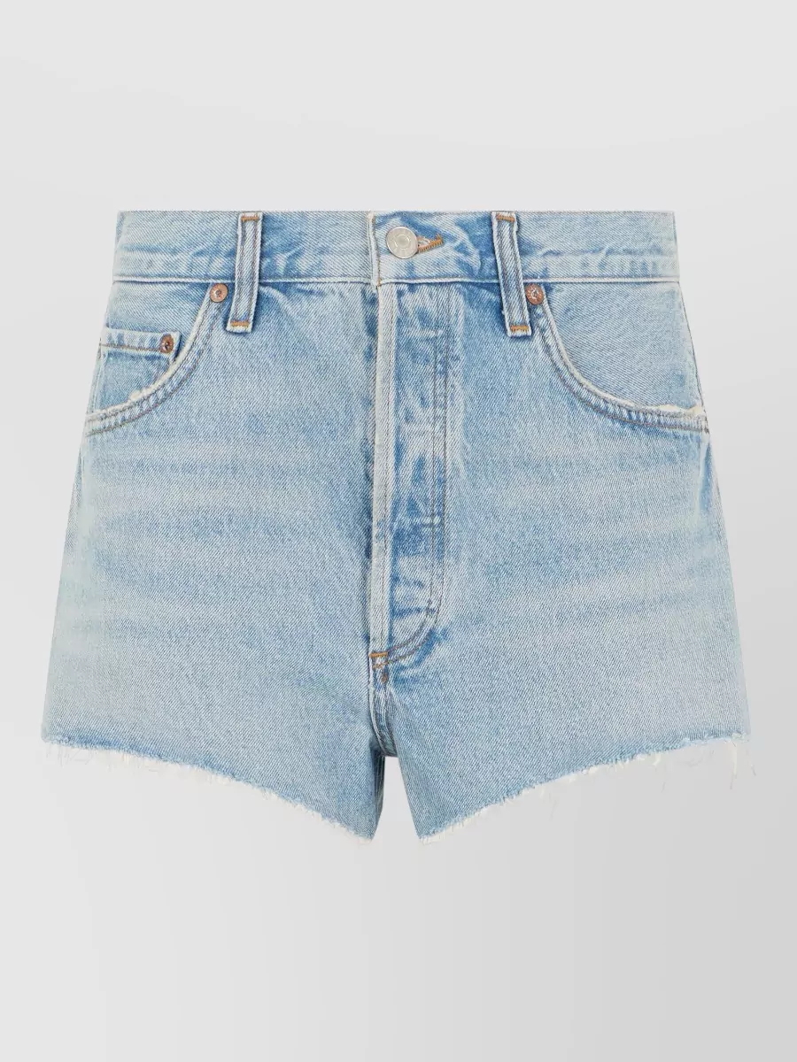 Agolde High Waist Denim Shorts Summer Style In Blue