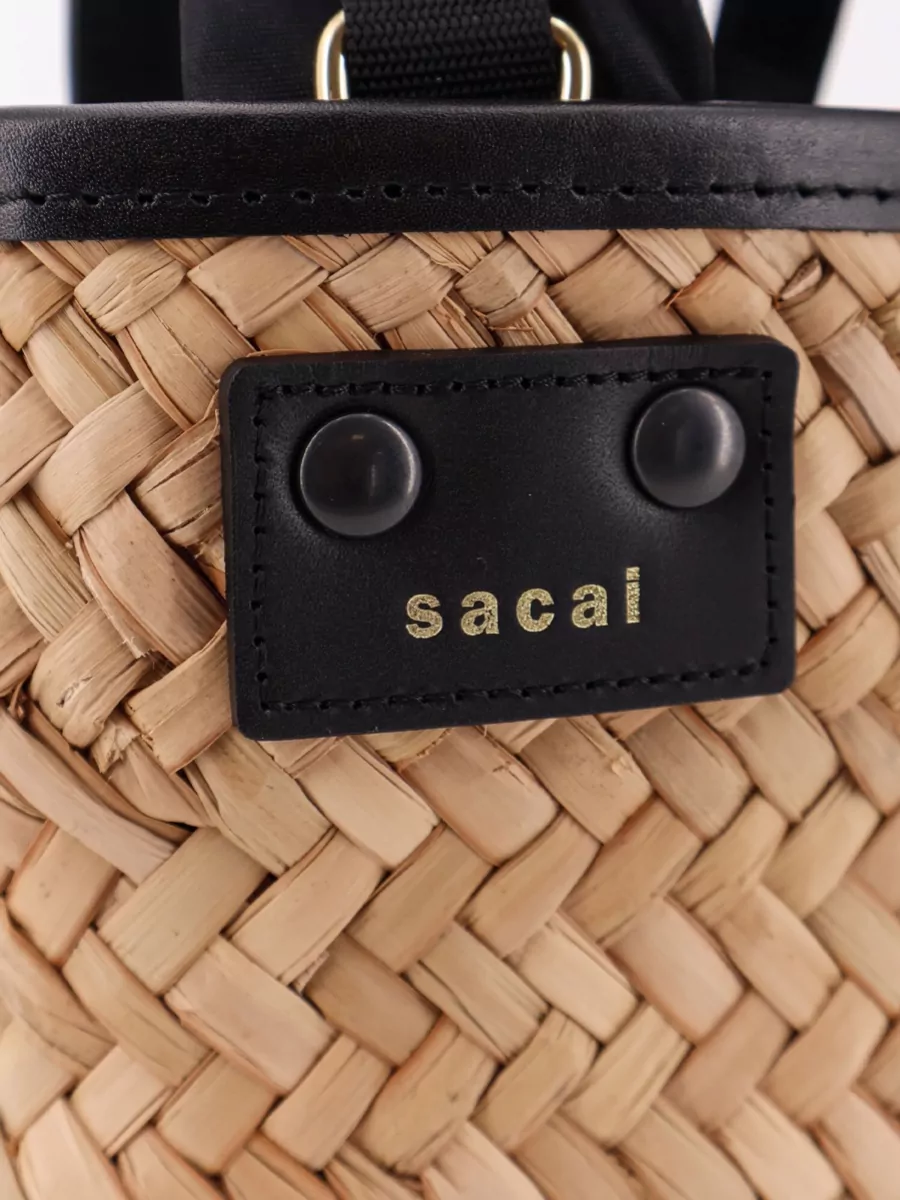 Sacai Raffia And Leather Shoulder Bag