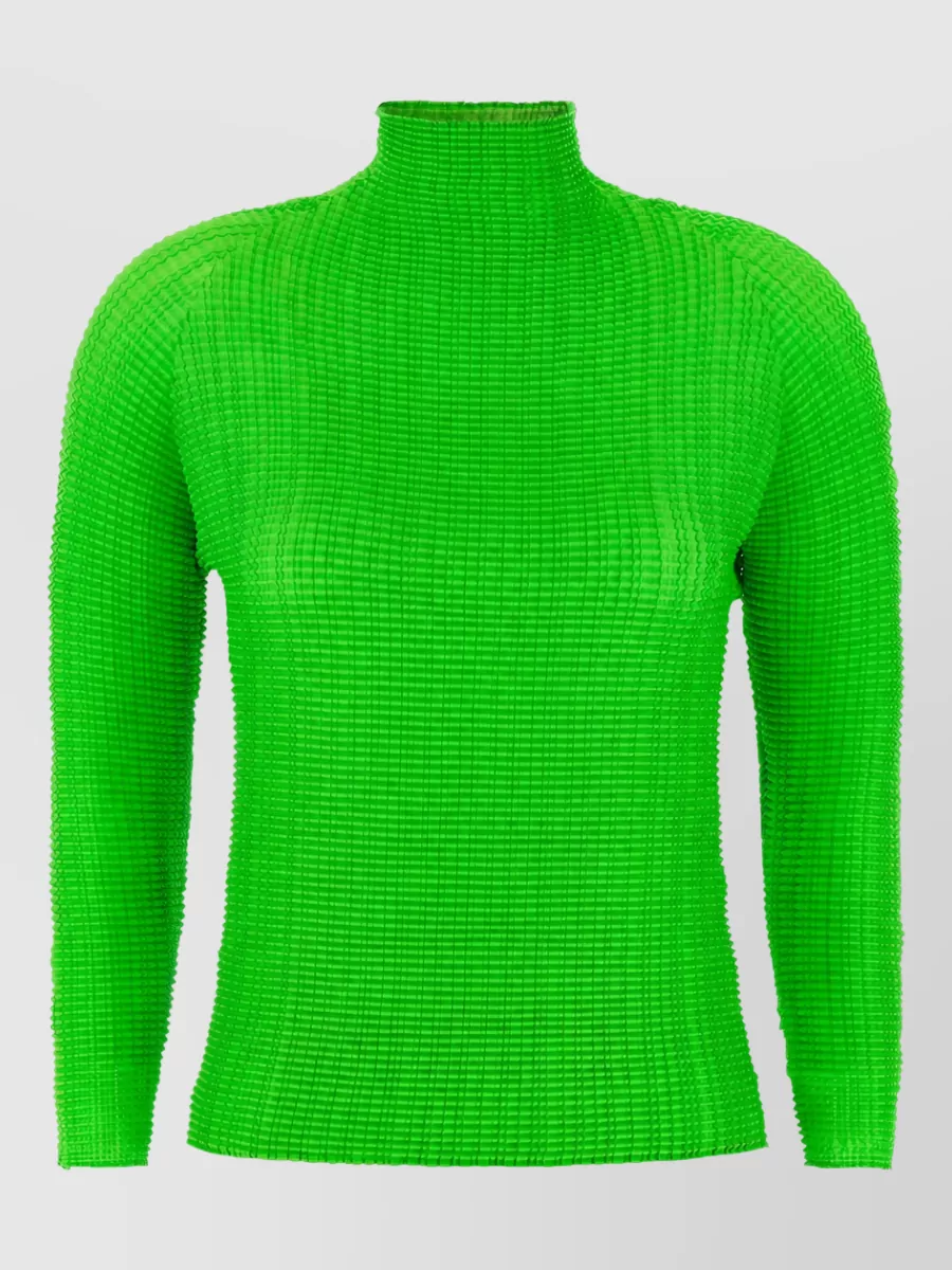 Issey Miyake pleated high-neck long-sleeve blouse