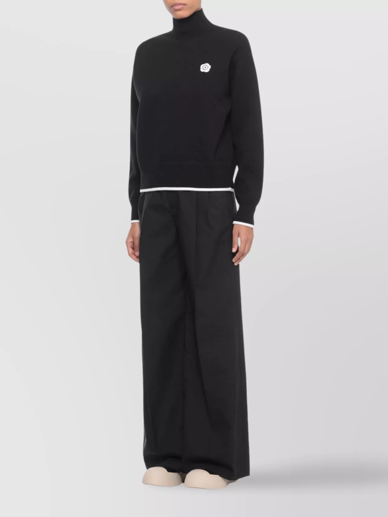 Kenzo High Neck Long Sleeve Knit Sweater In Black