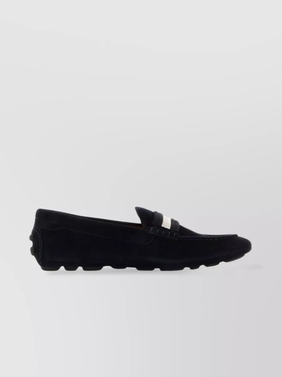 Shop Bally Contrasting Band Suede Kansan Loafers In Black
