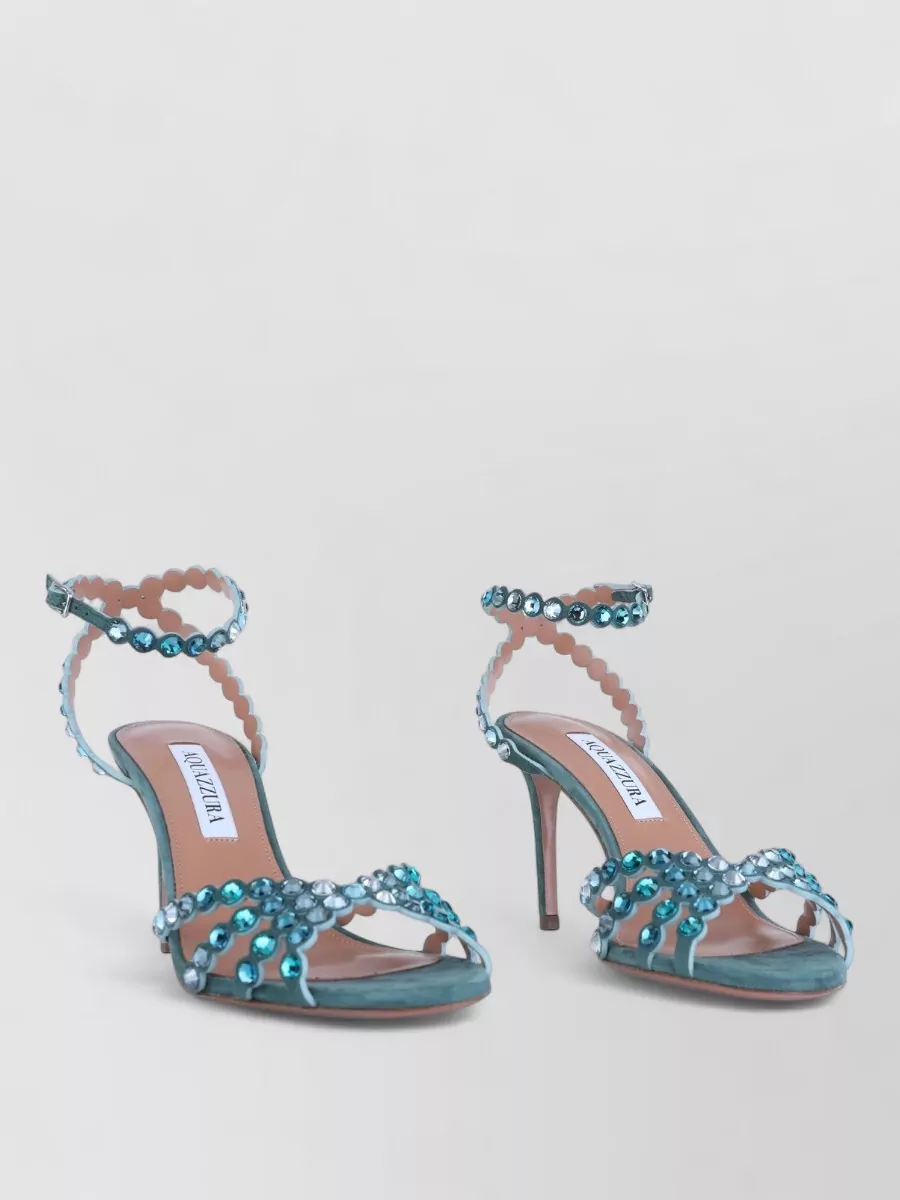 Aquazzura High Heel Sandals Ankle Strap Embellished In Multi