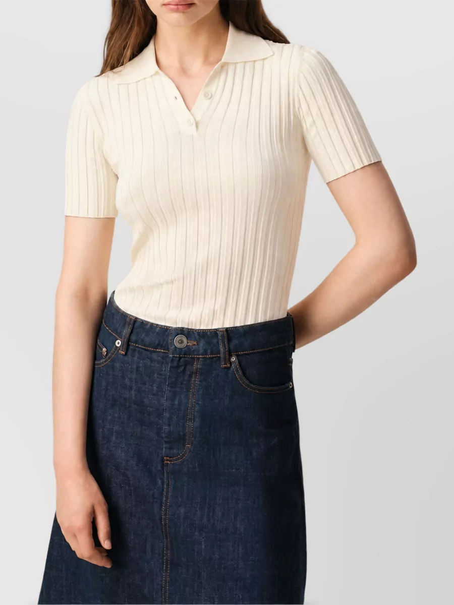 Ami Paris Ribbed-Knit A-Line Skirt