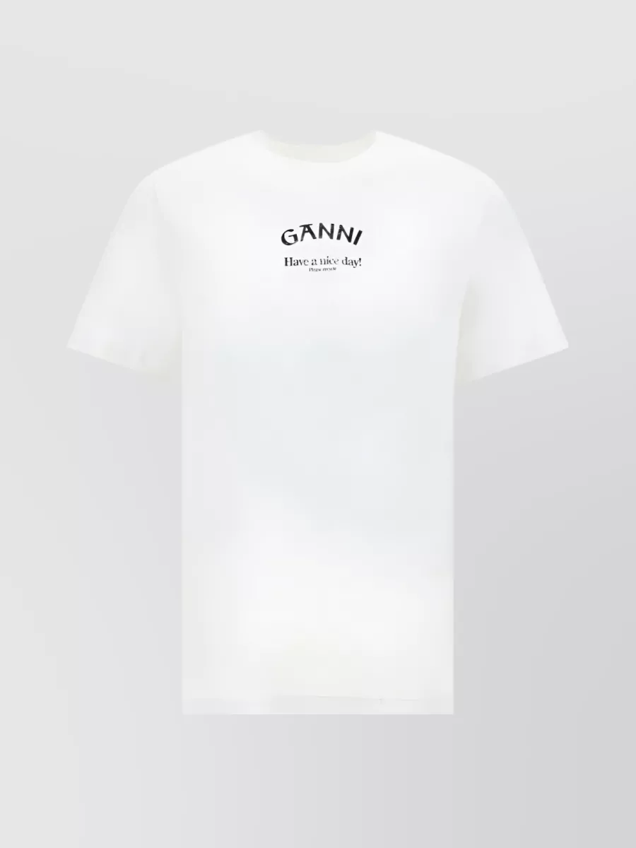 Shop Ganni Organic Cotton Logo Print T-shirt In White