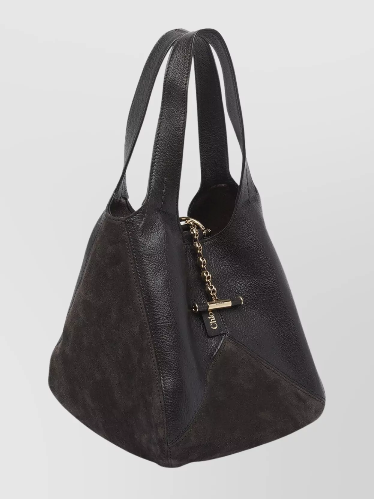 Chloé Dual-Texture Balloon Shoulder Bag Chains