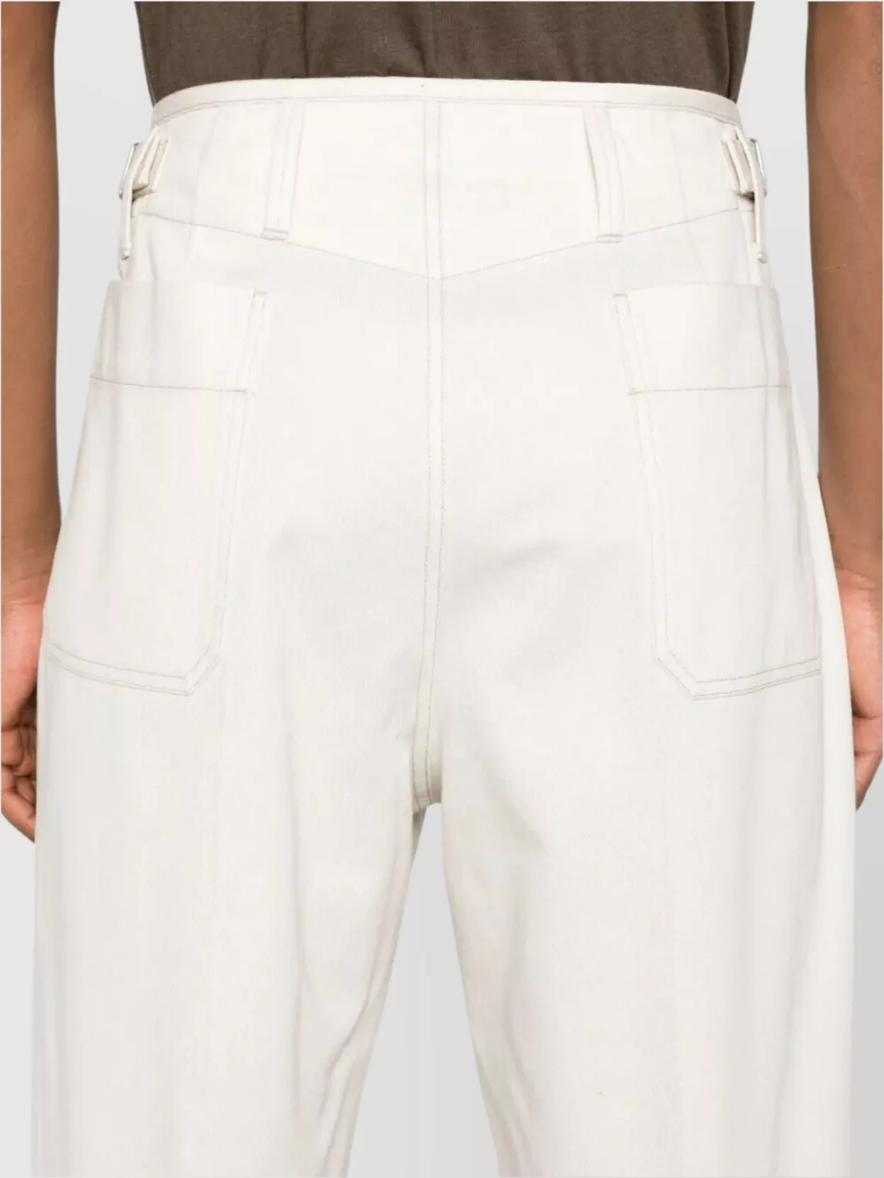 Lemaire Wide Leg Pleated Carrot Pants With Adjustable Waist