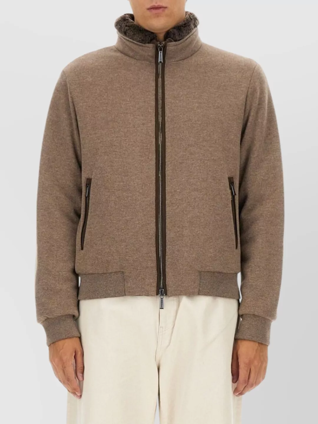 Moorer High Collar Coat Side Pockets