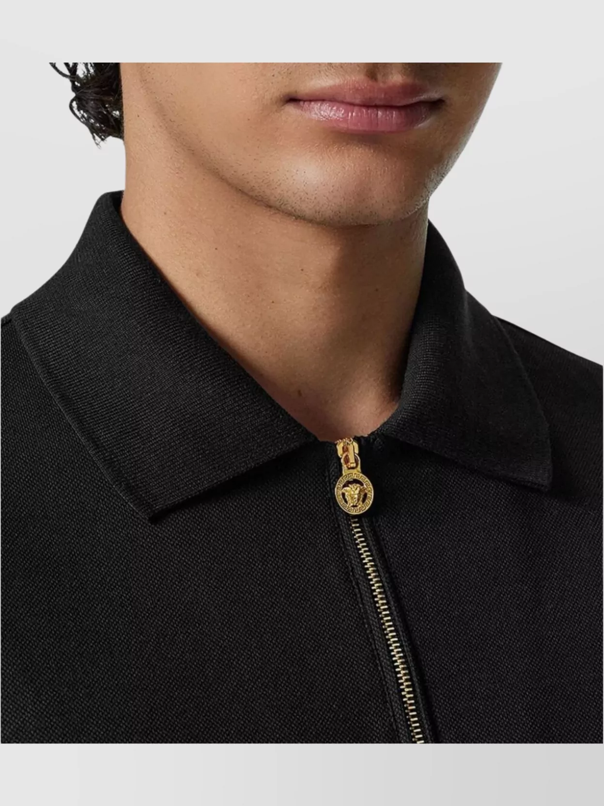 Versace Zipper Collar Polo Shirt Short Sleeves