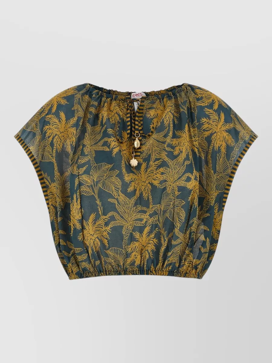 Eres Cotton printed cropped top