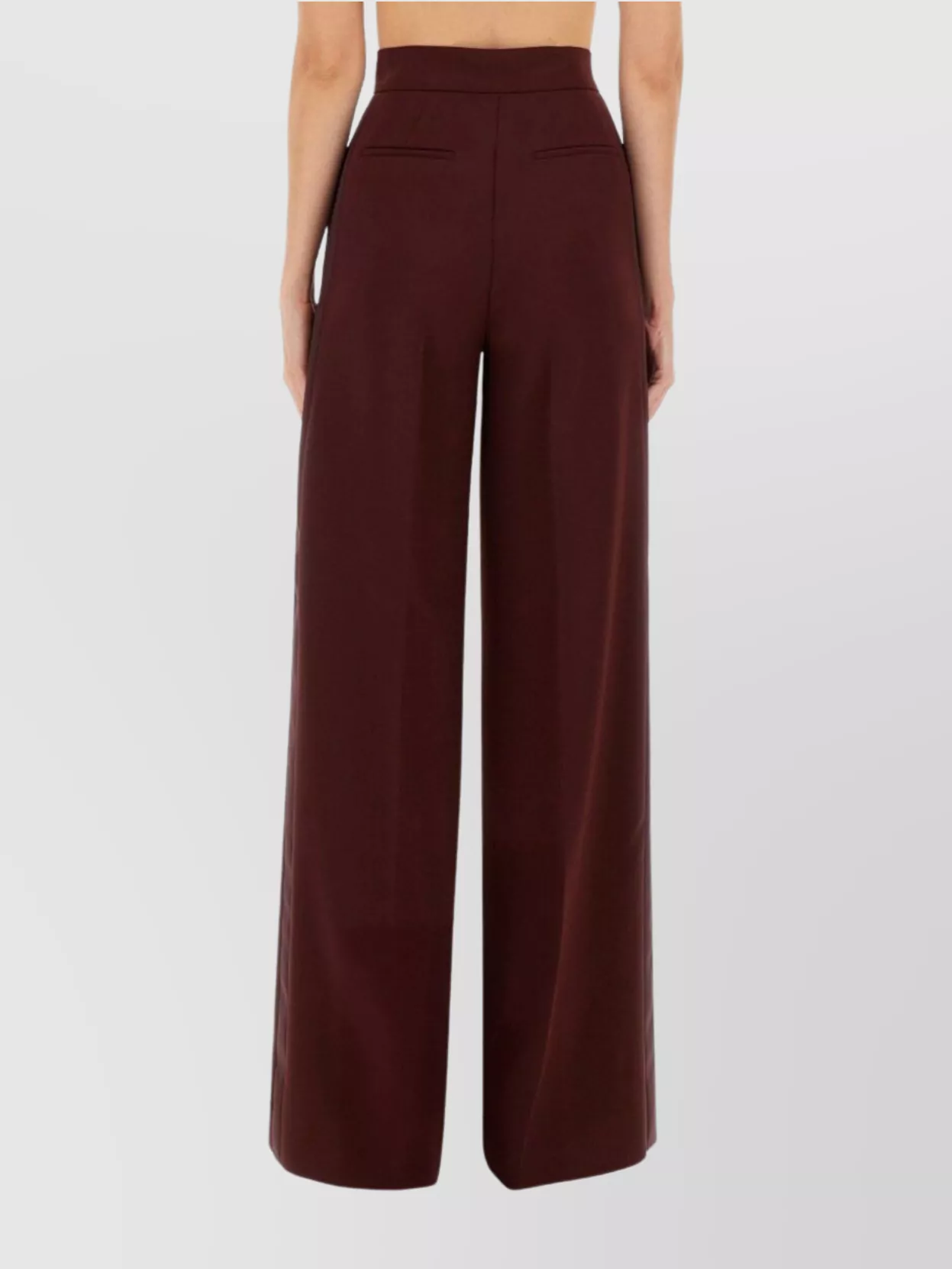 Max Mara High Waist Wide Leg Trousers With Stripes In Burgundy