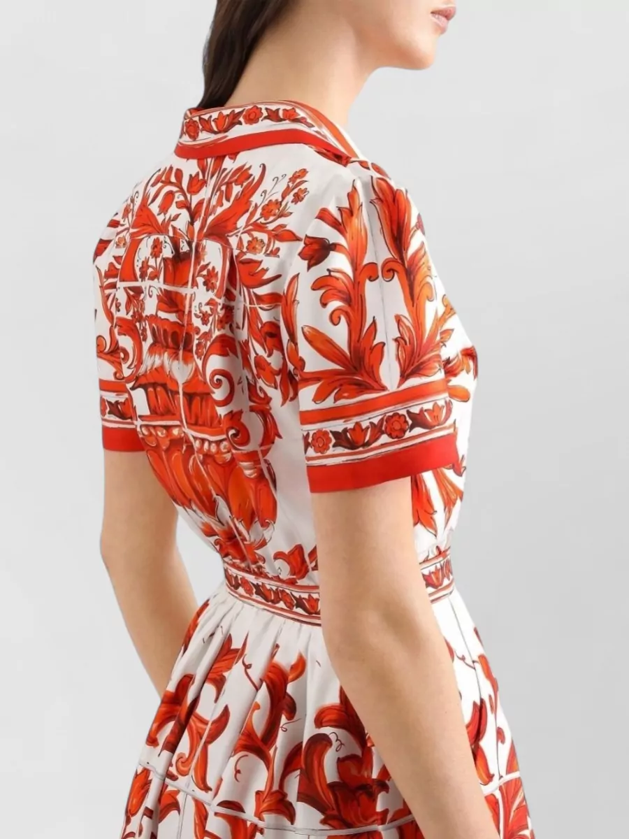 Dolce&Gabbana Silk Majolica Print Midi Dress