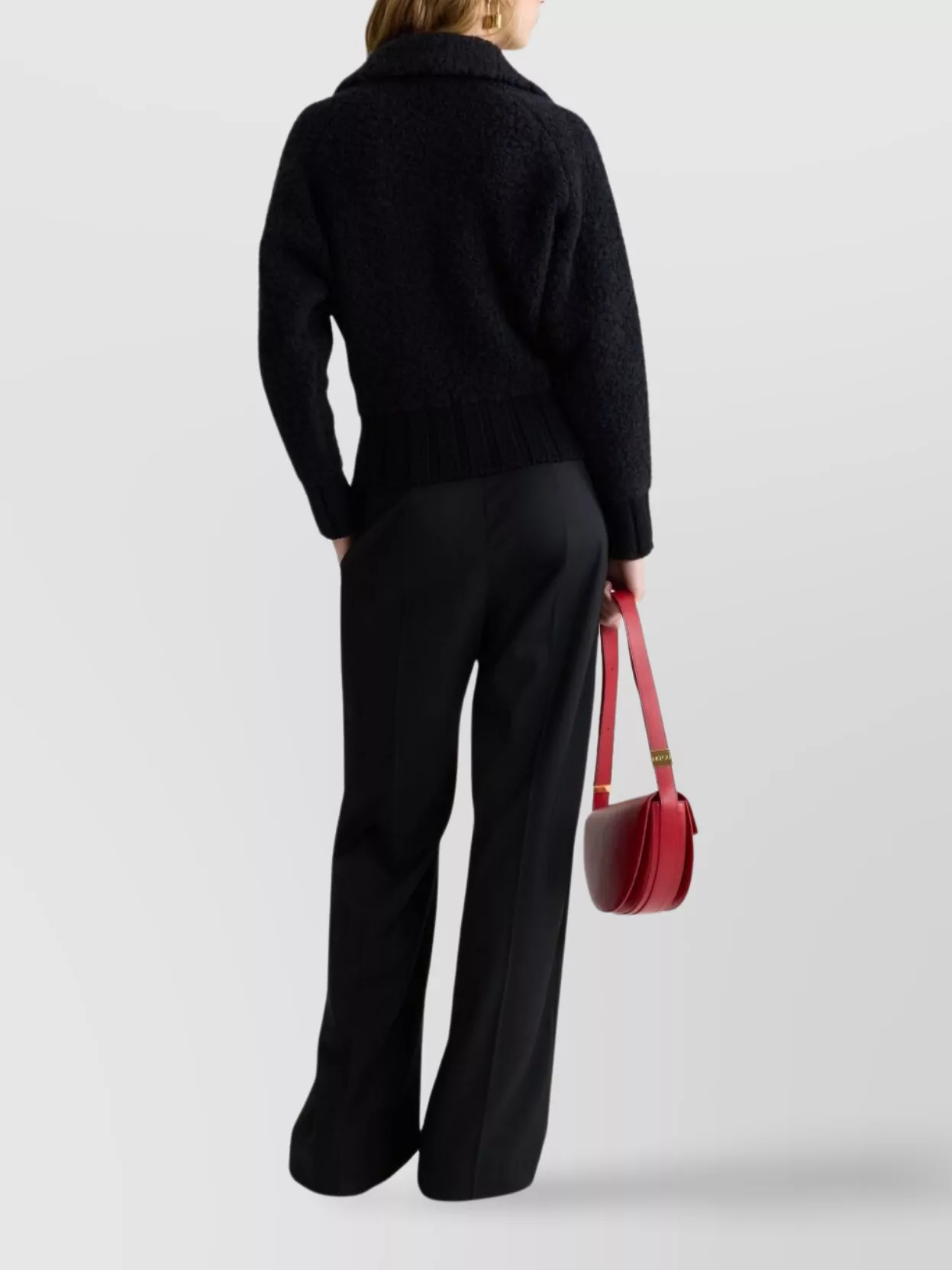 Patou Textured Fabric Jacket High Collar In Black