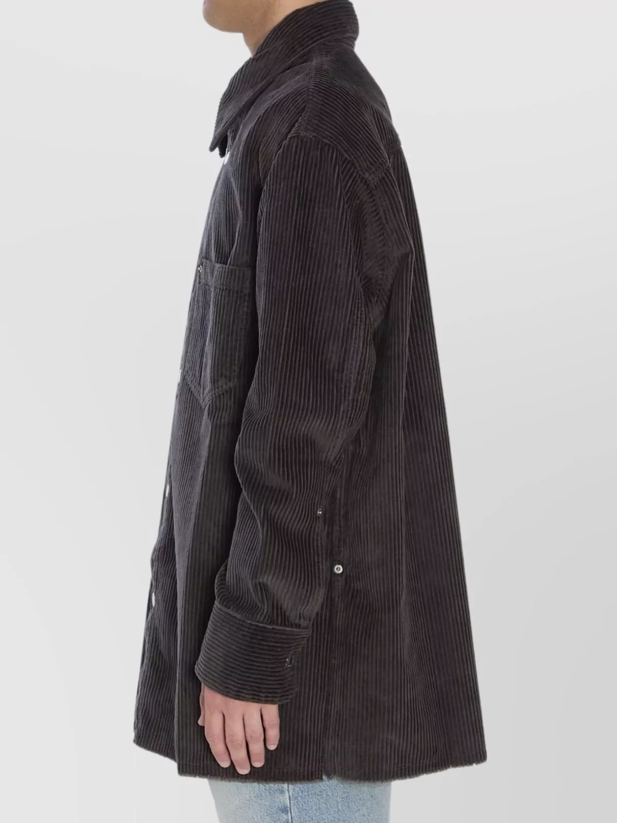 Ami Paris Textured Cotton Overshirt Featuring Pockets