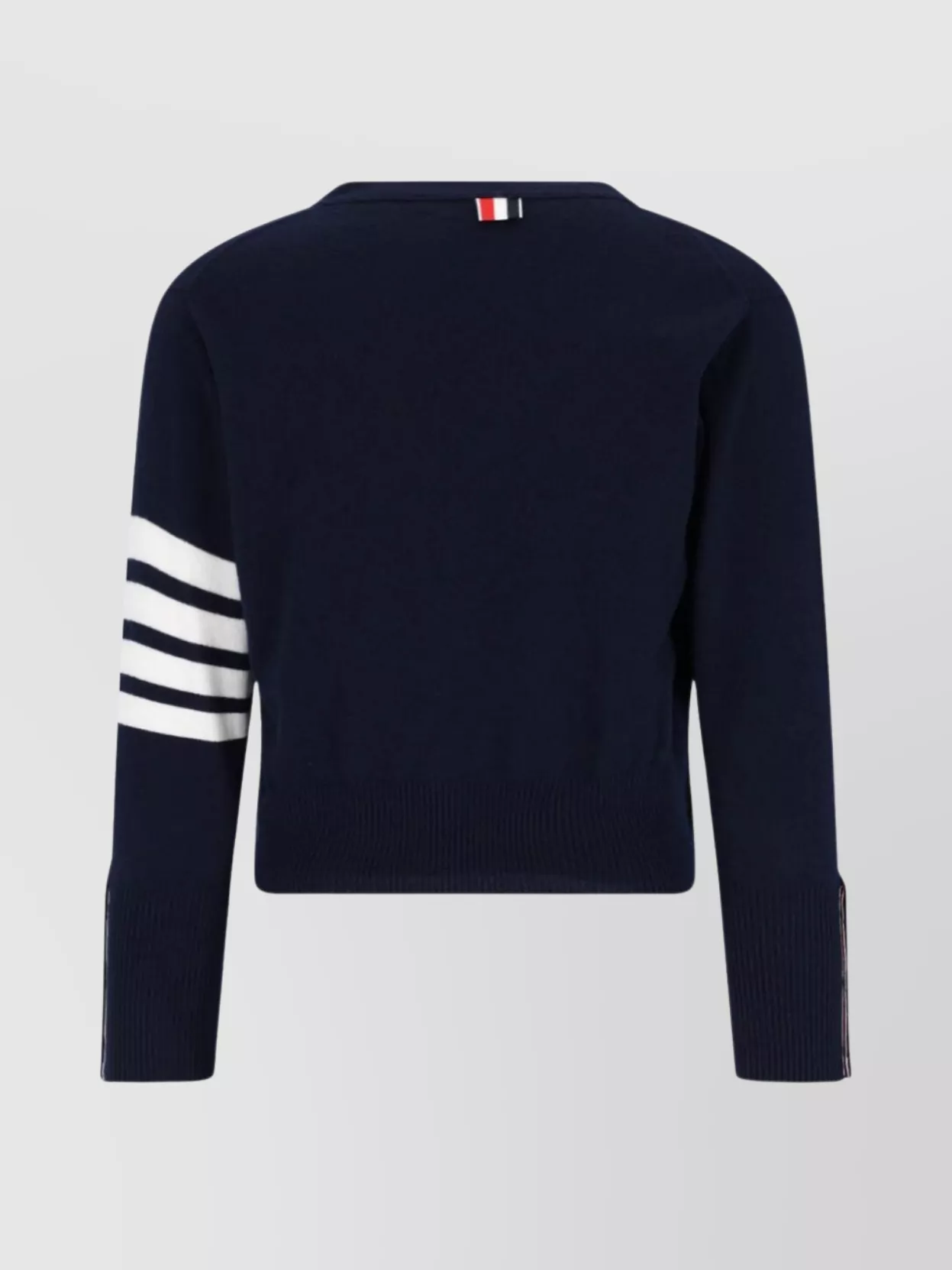 Thom Browne Ribbed Hem Knitwear With V-Neckline And Striped Sleeves
