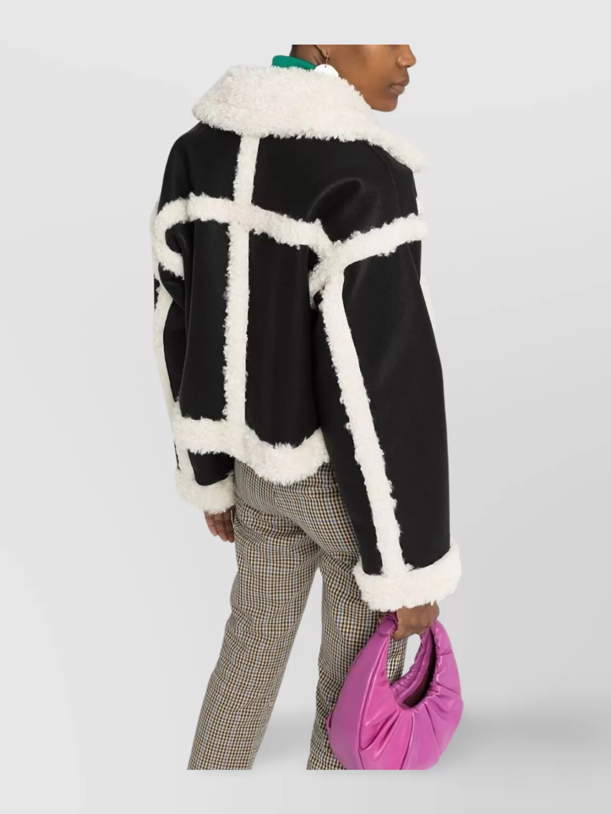 Shop Stand Studio Shearling Trim Cropped Jacket In Black
