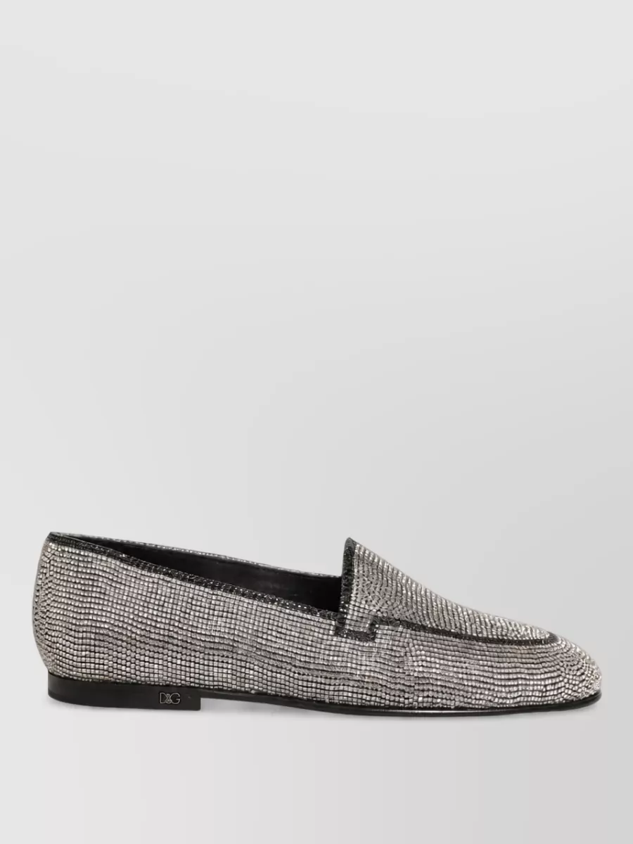 Dolce&Gabbana Crystal-Embellished Leather Slippers