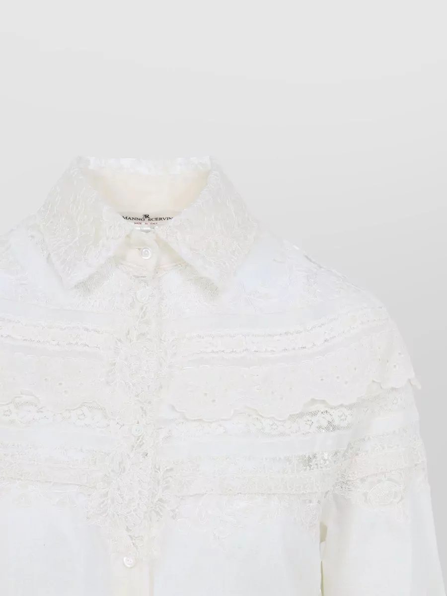 Ermanno Scervino Shirt Collared Neck Cuffed Sleeves Lace Detailing