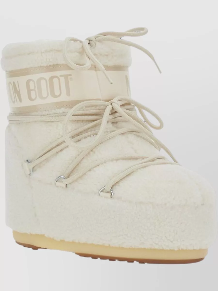 Moon Boot Shearling-Effect Logo-Print Snow Boots