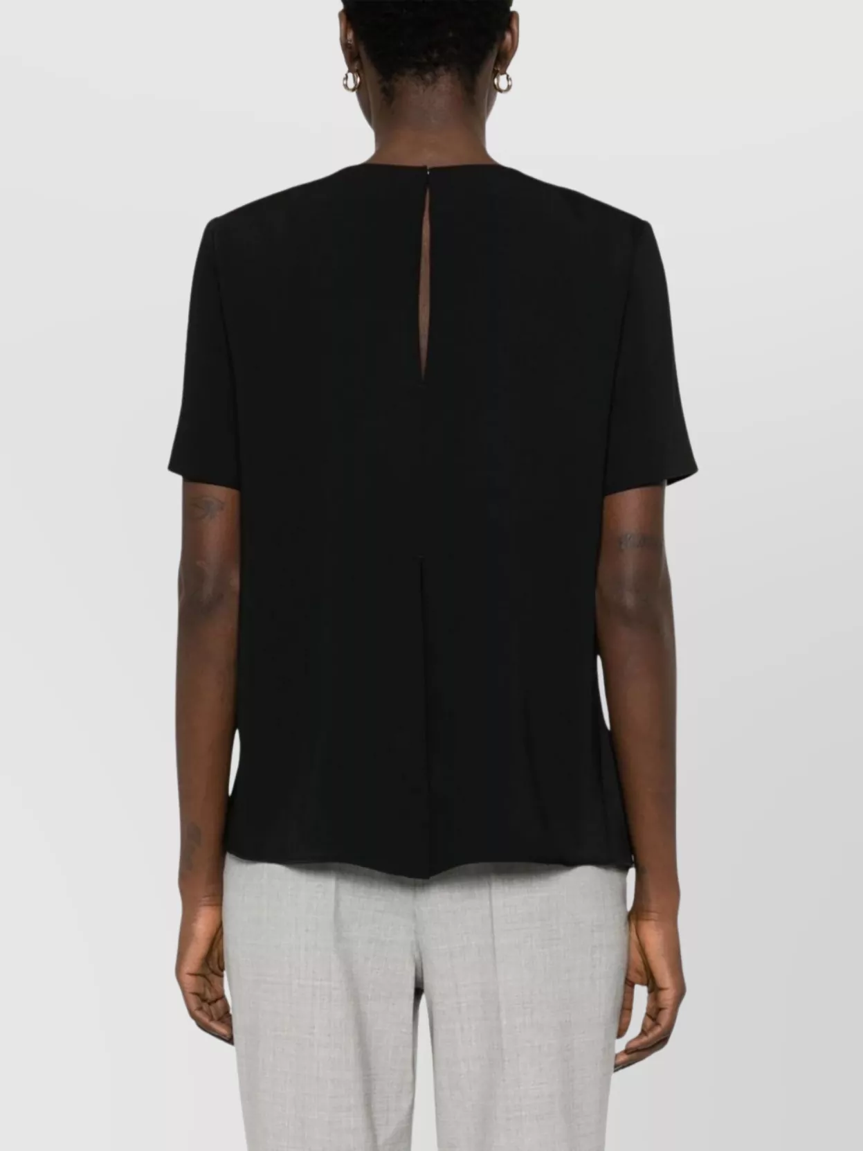 P.a.r.o.s.h Sheer Cady Blouse Split Hem Detail In Black