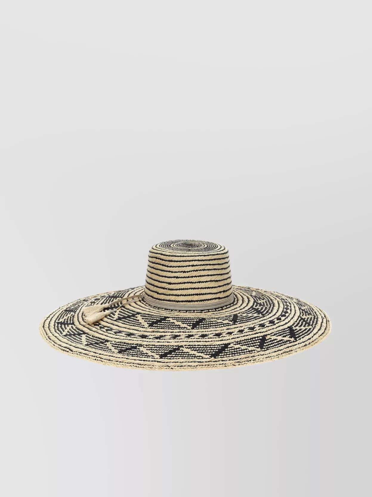 Maison Michel 'Gina' Hat Tassel Detail Wide Brim Woven Design
