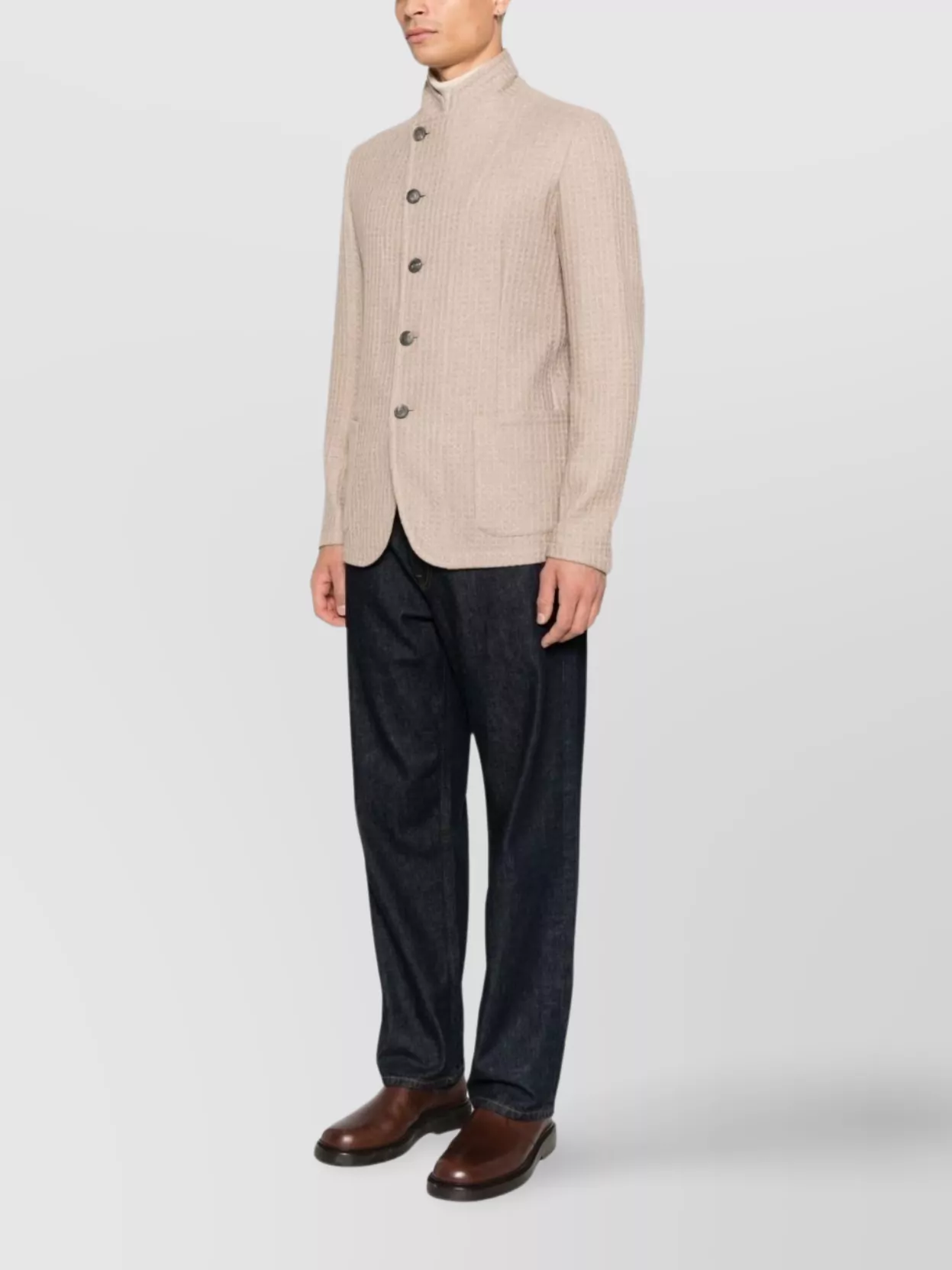 Emporio Armani Textured Fabric Blazer High Collar