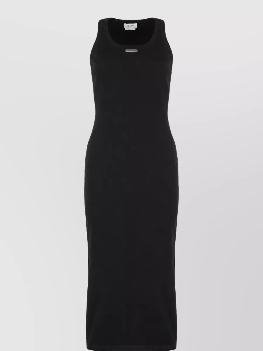 Mc Queen Ribbed Sleeveless Midi Dress In Multi