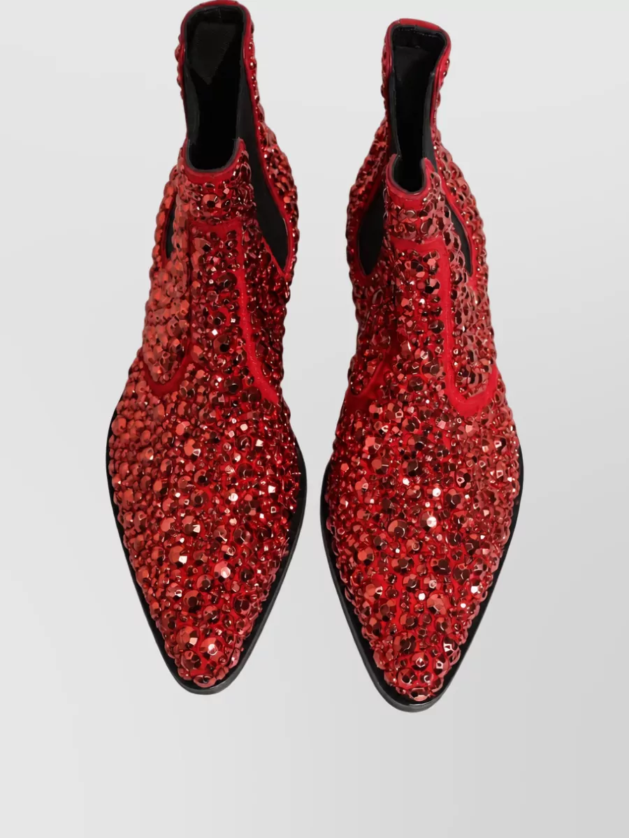 Dolce&Gabbana Leather Embellished Chelsea Boots