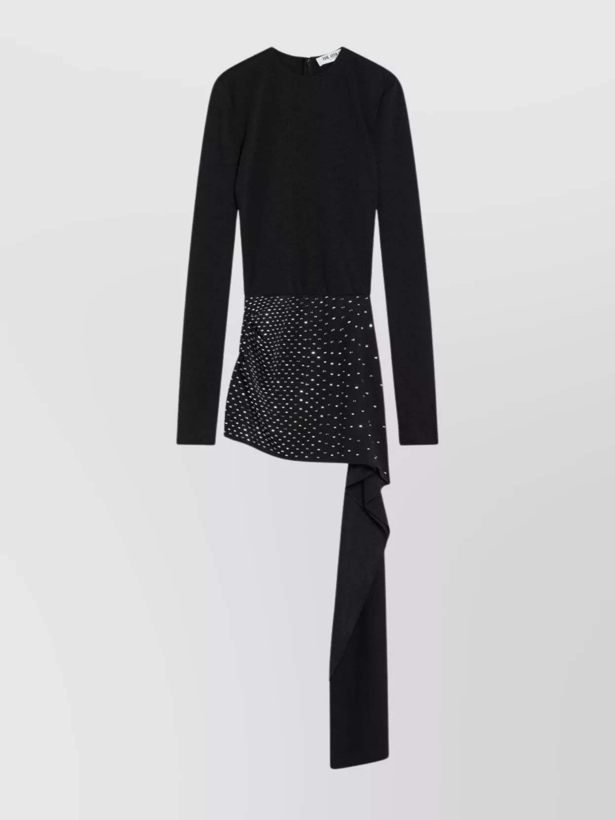 Attico Mini Dress With Thermostrass Studs And Asymmetric Hem In Black