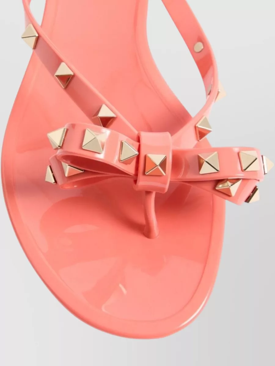 Valentino Garavani Rockstud Sandals Flat Sole Bow Detail