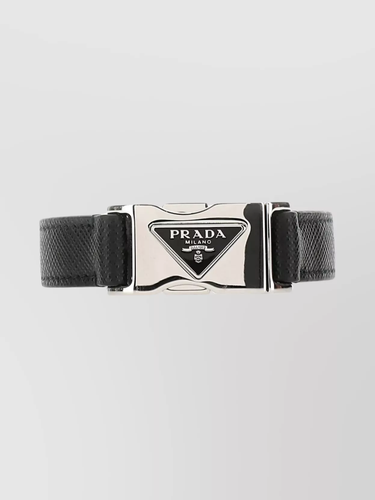 Shop Prada Leather Bracelet With Adjustable Fit And Metal Hardware