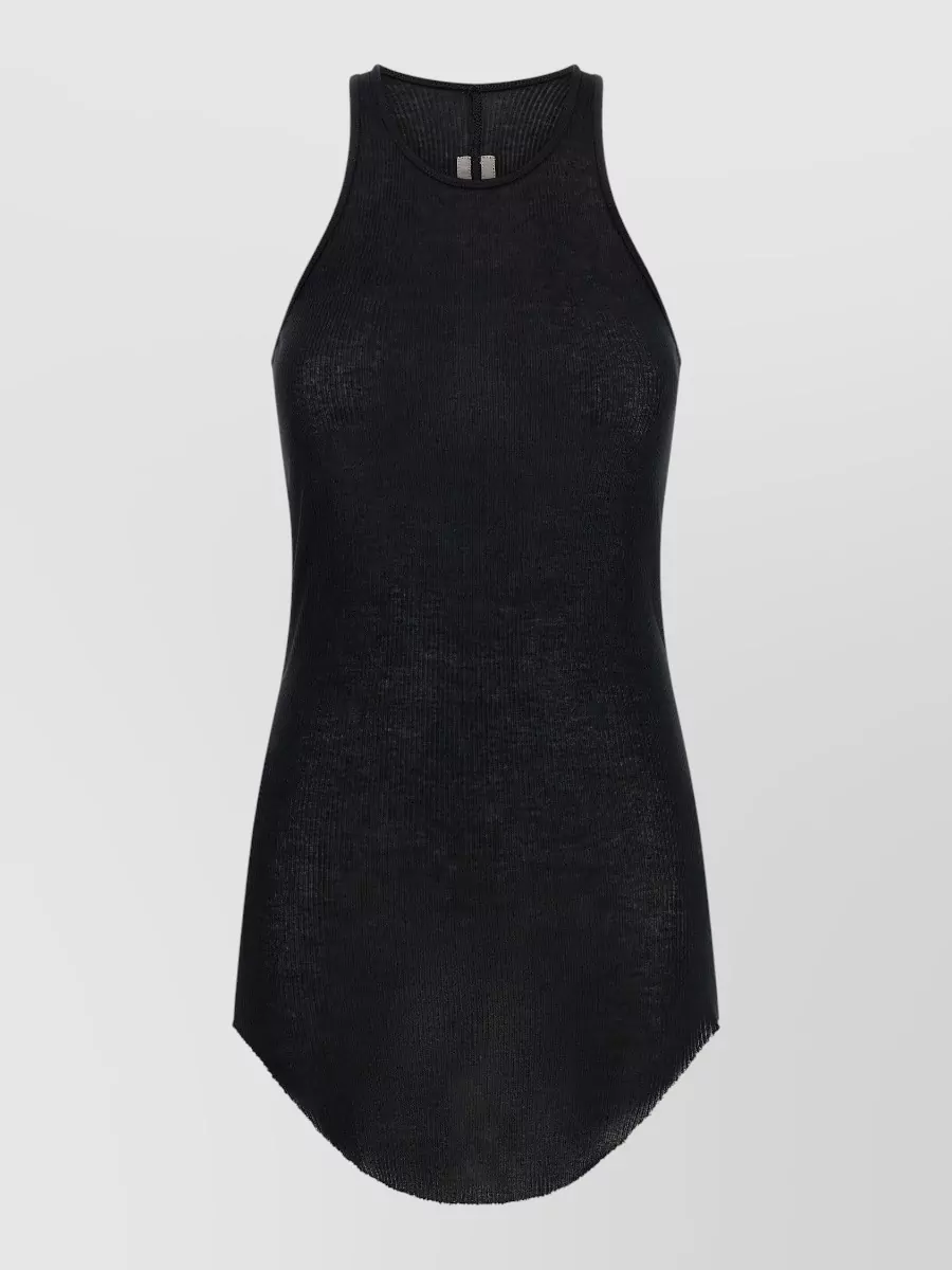 Rick Owens Rib Tank Sleeveless Racerback Curved Hem In Blue