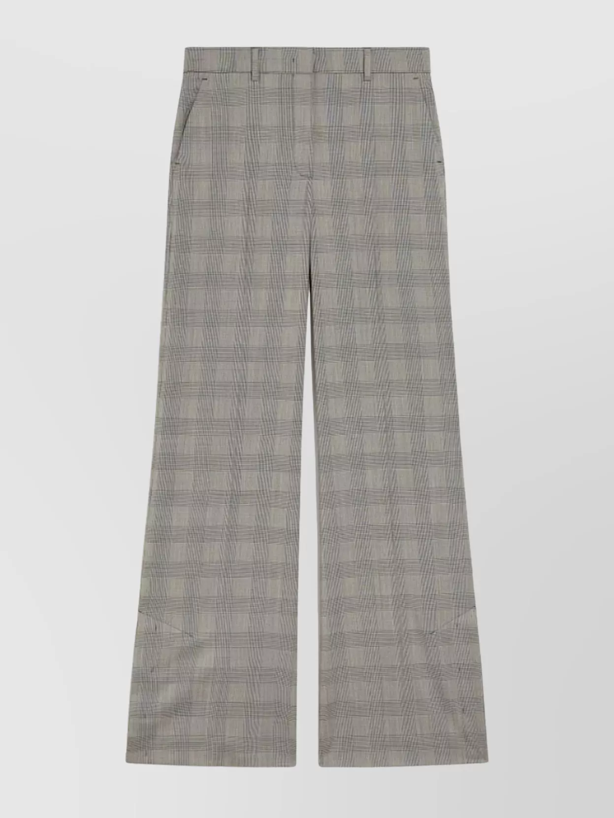 Sportmax Wool Flare Trousers With Prince Of Wales Pattern In Gray