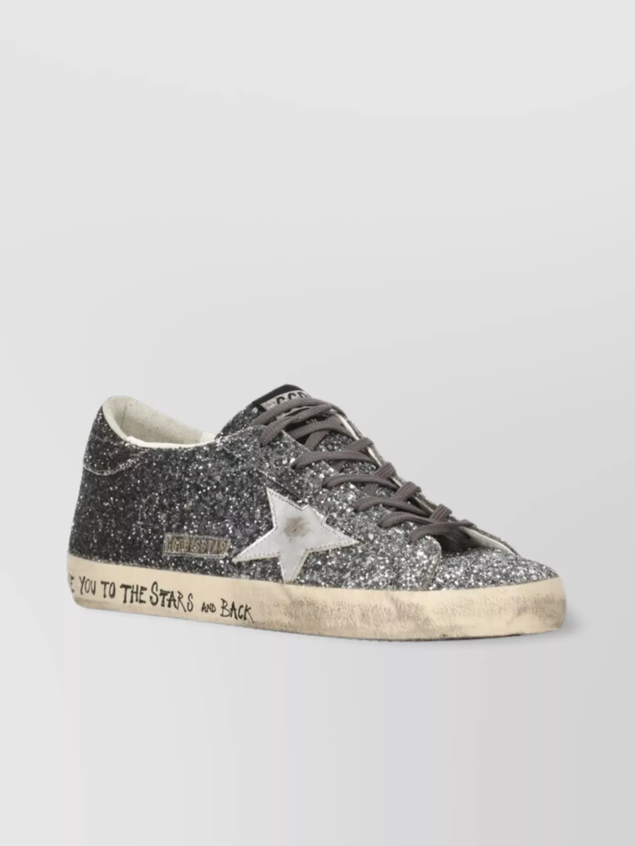 Golden Goose Silver And Black Leather Super Star Sneakers
