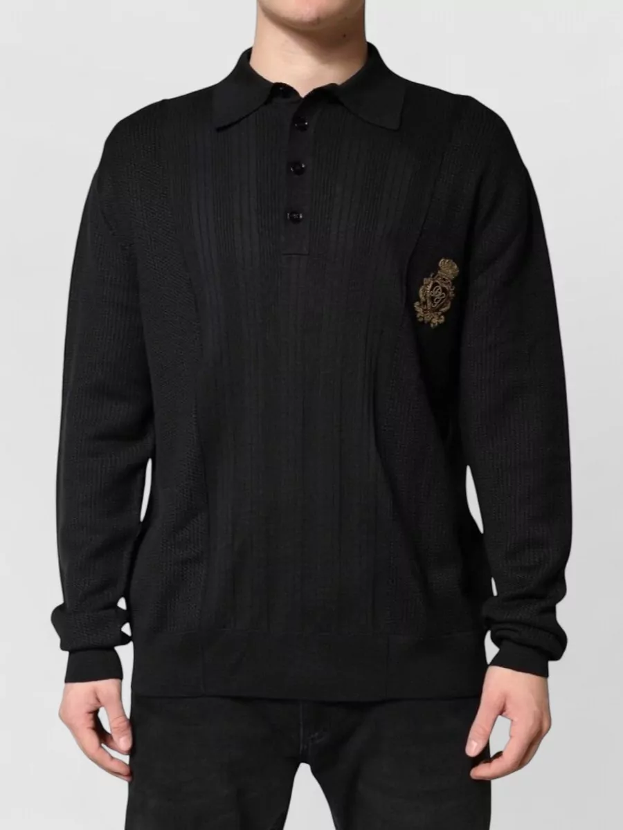 Dolce&Gabbana silk blend long sleeve polo shirt