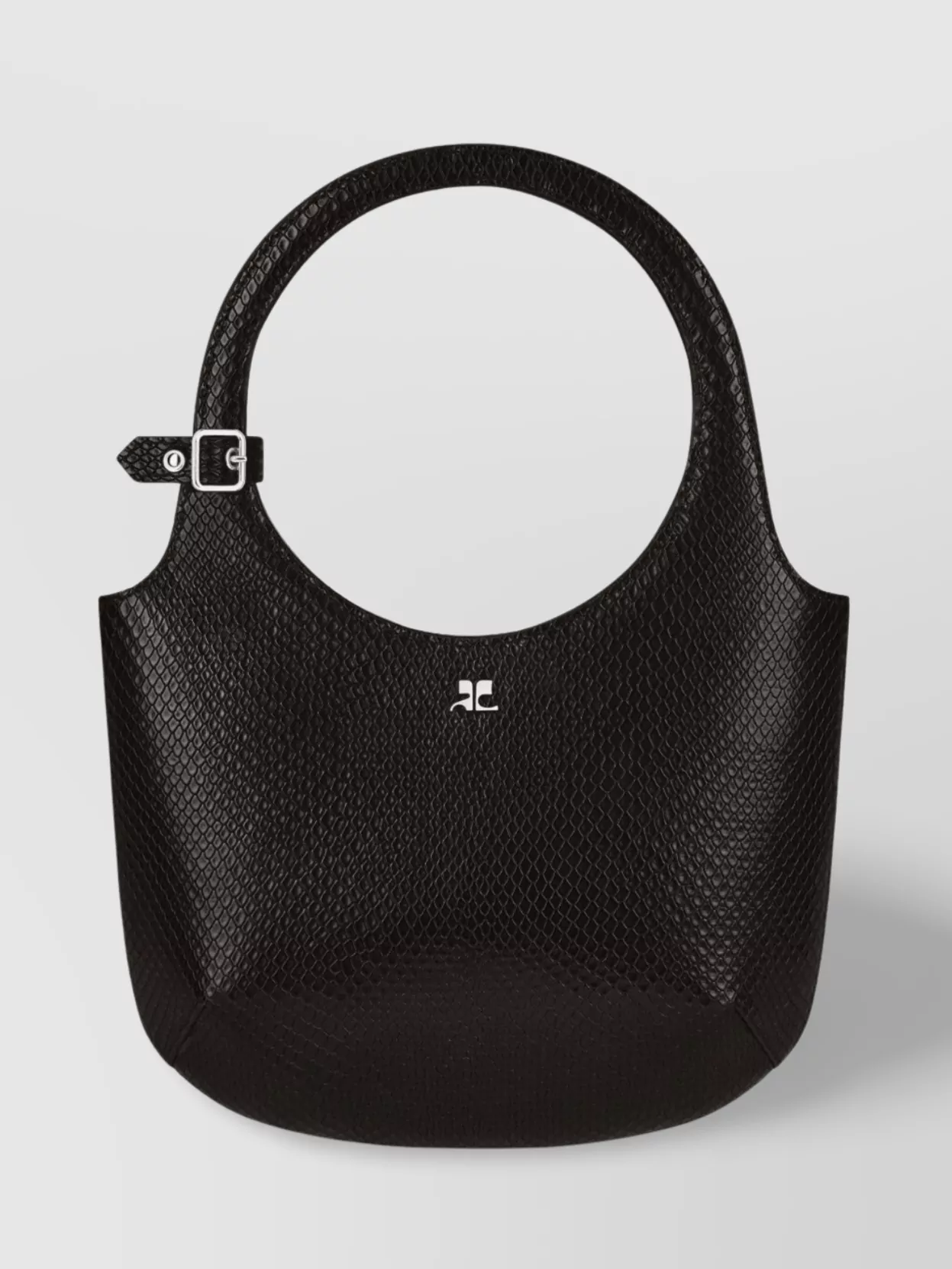 Courrèges Adjustable Strap Buckle Circular Handle Textured Finish