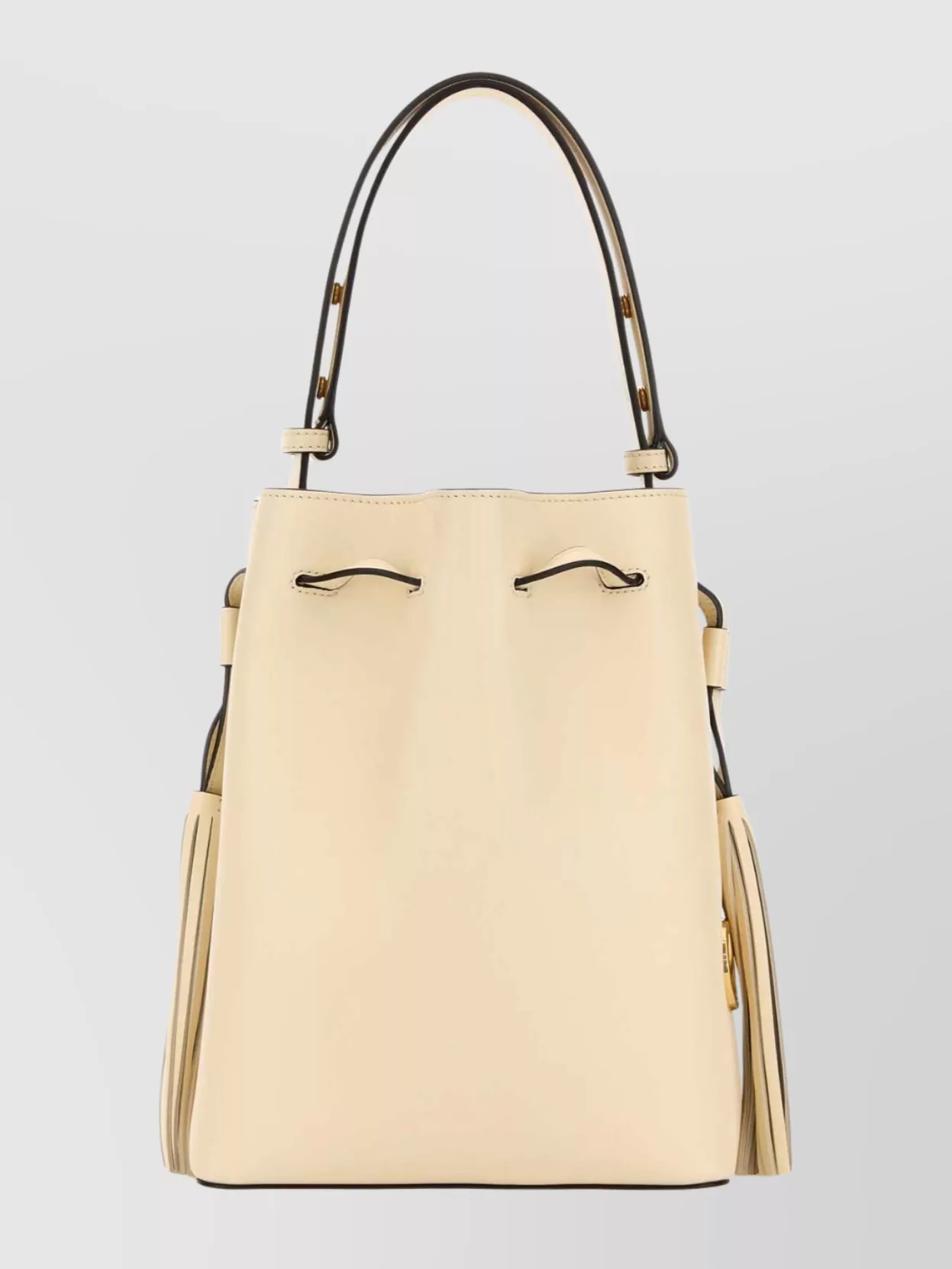 Valentino Ivory Leather Vlogo Signature Bucket Bag In Neutral