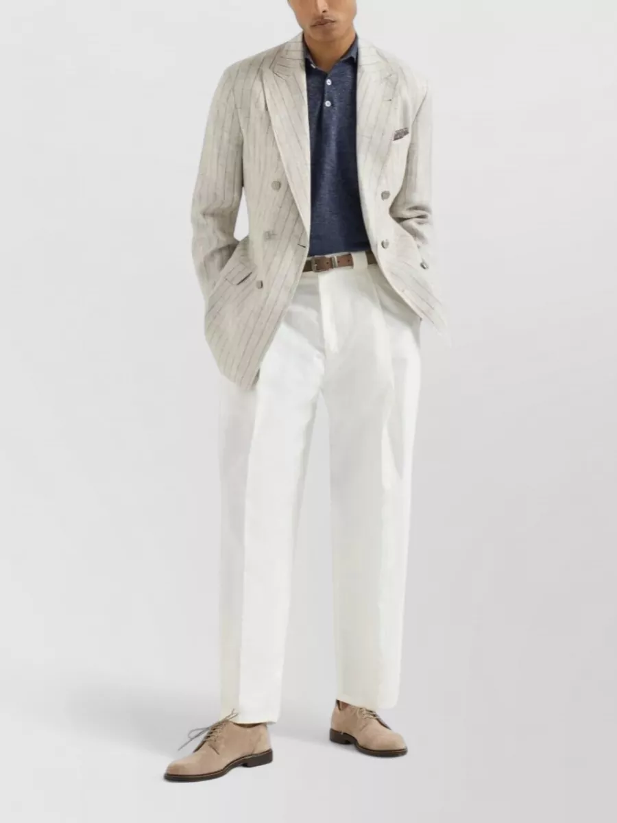Brunello Cucinelli Cashmere Silk Hemp Long-Sleeve Polo Shirt