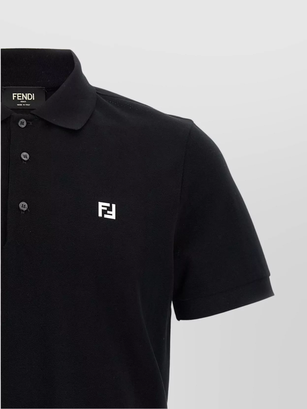 Fendi Ff Logo Polo Shirt Collar Sleeves