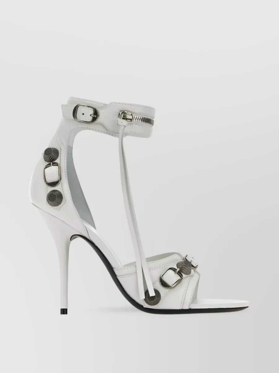 Shop Balenciaga Cagole 110mm Strappy Heeled Sandals In White