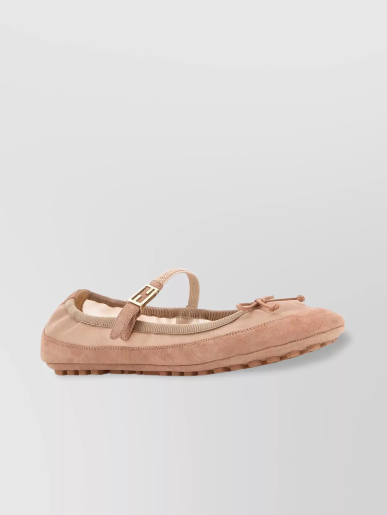 Fendi Mesh And Suede Bow Ballerinas